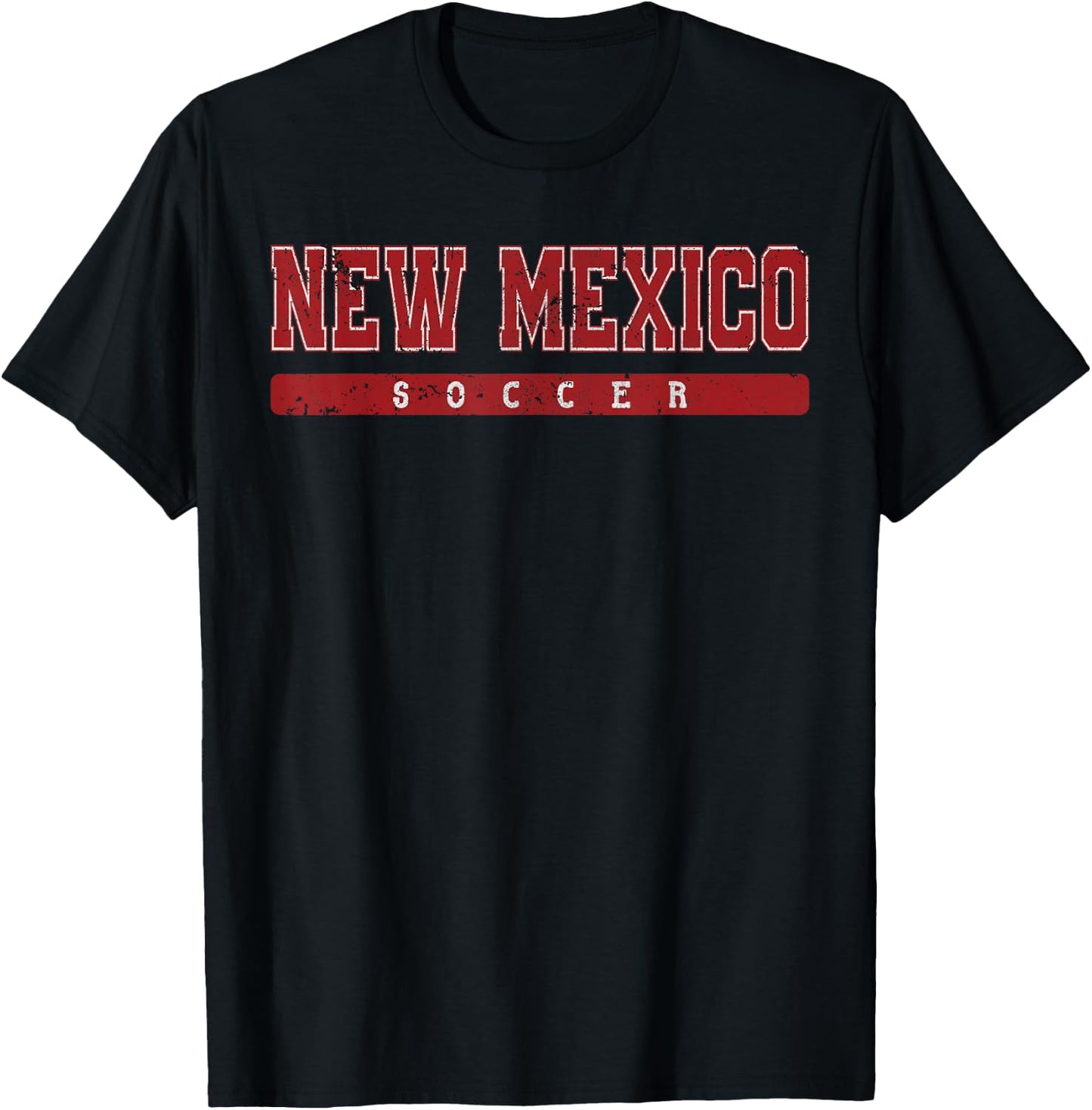 New Mexico Soccer Red Vintage Text T-Shirt - T-Shirt | Black