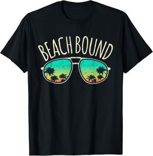 Beach Bound Retro Surf Vintage Sunglasses Distressed Gift Women Kids T-Shirt - T-Shirt | Black