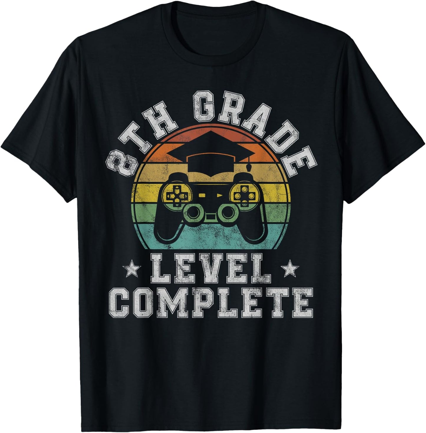 8th Grade Level Complete Eighth Grade Graduation Video Gamer T-Shirt - T-Shirt | Black
