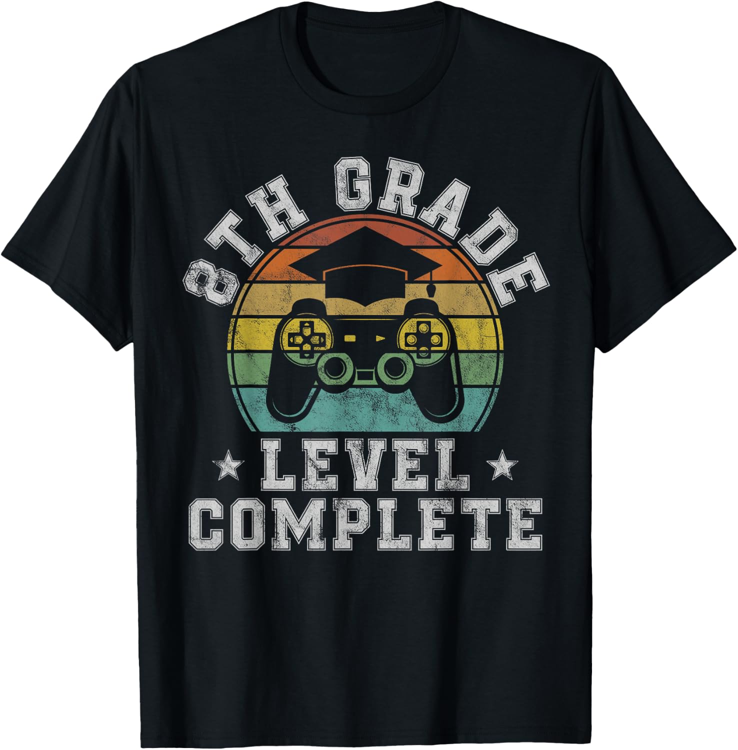 8th Grade Level Complete Eighth Grade Graduation Video Gamer T-Shirt - T-Shirt | Black