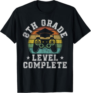 8th Grade Level Complete Eighth Grade Graduation Video Gamer T-Shirt - T-Shirt | Black