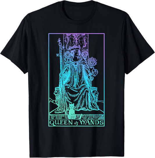 Queen of Wands Tarot Card Rider Waite Witchy T-Shirt - T-Shirt | Black