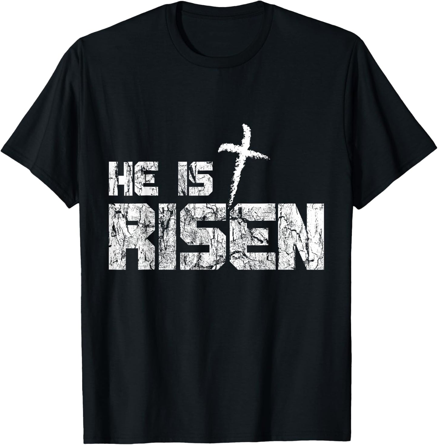 He is Risen Vintage Distressed T-Shirt - T-Shirt | Black