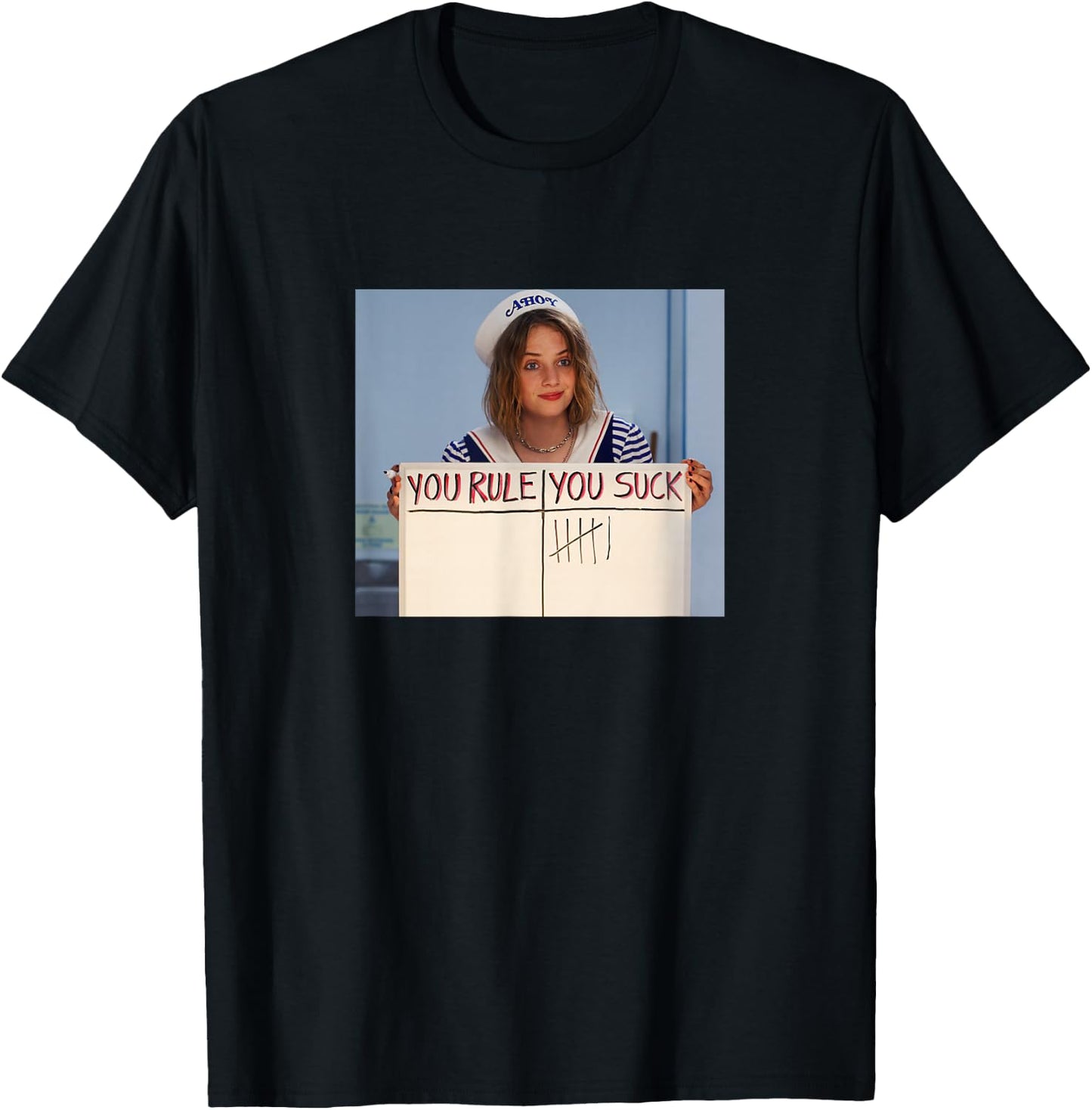 Stranger Things Robin You Rule You Suck Movie Scene Frame T-Shirt - T-Shirt | Black