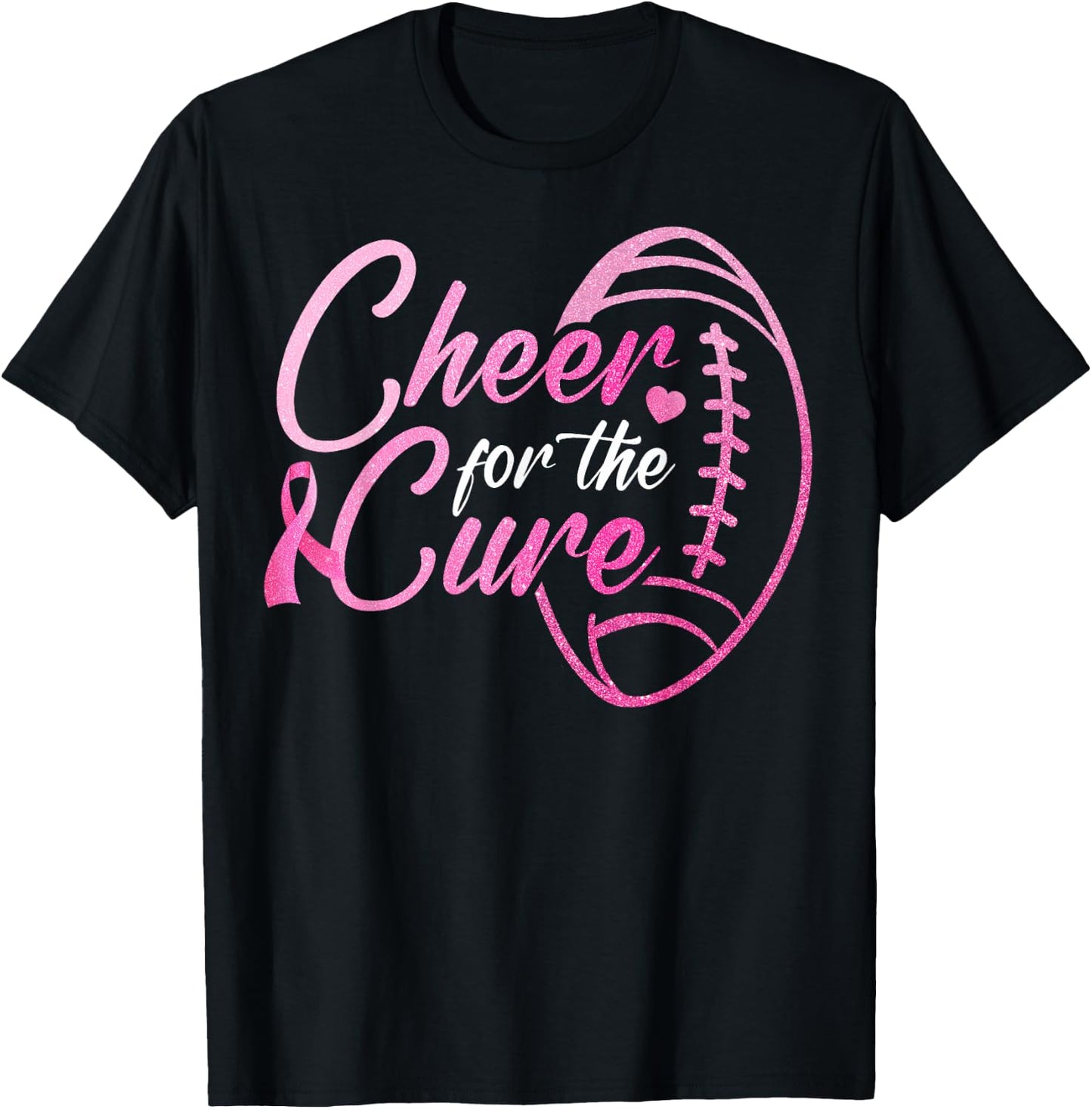 Cheer For The Cure Football Fan Breast Cancer Awareness T-Shirt - T-Shirt | Black