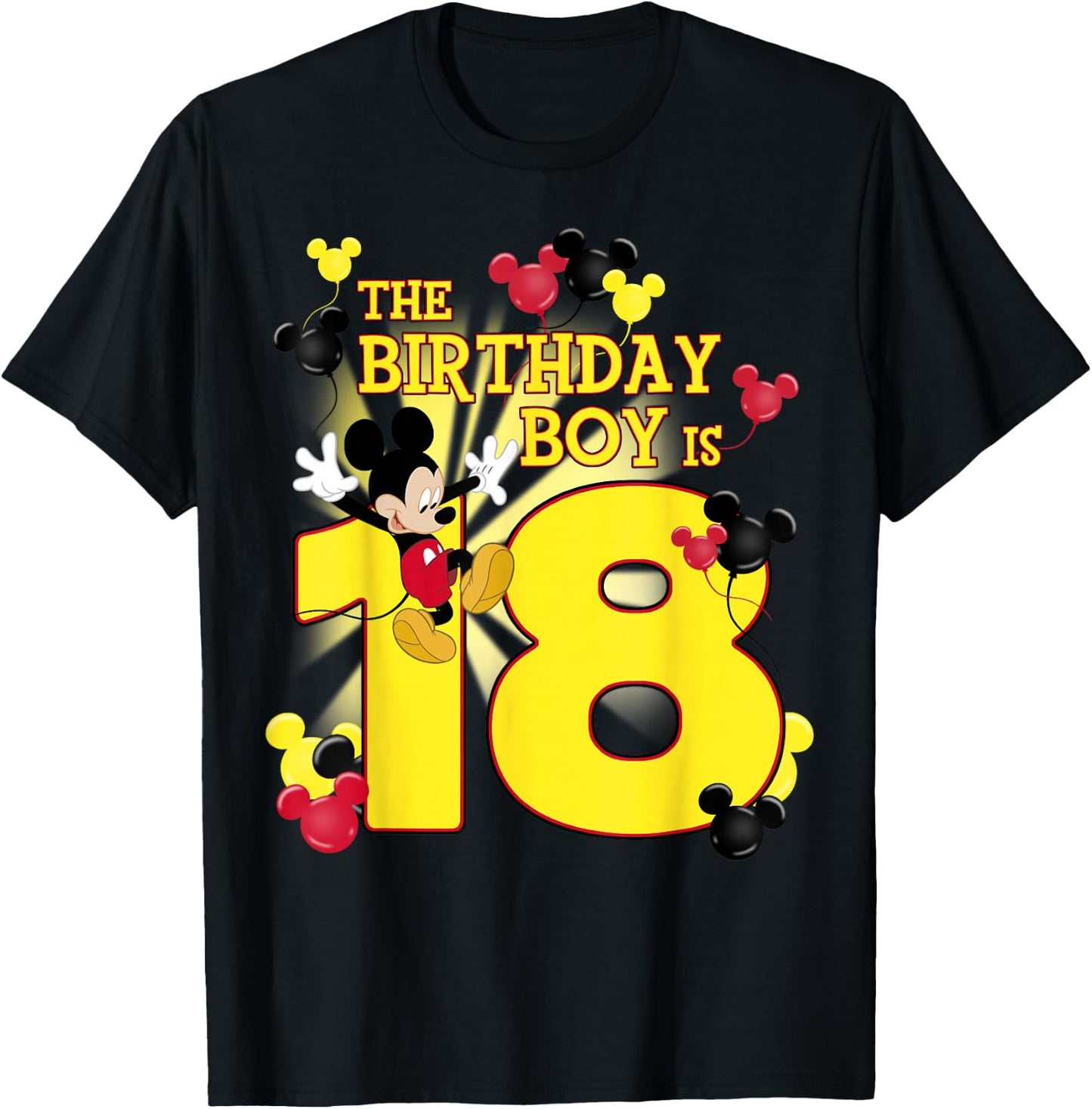 Disney Mickey And Friends Mickey 18th Birthday Boy T-Shirt - T-Shirt | Black