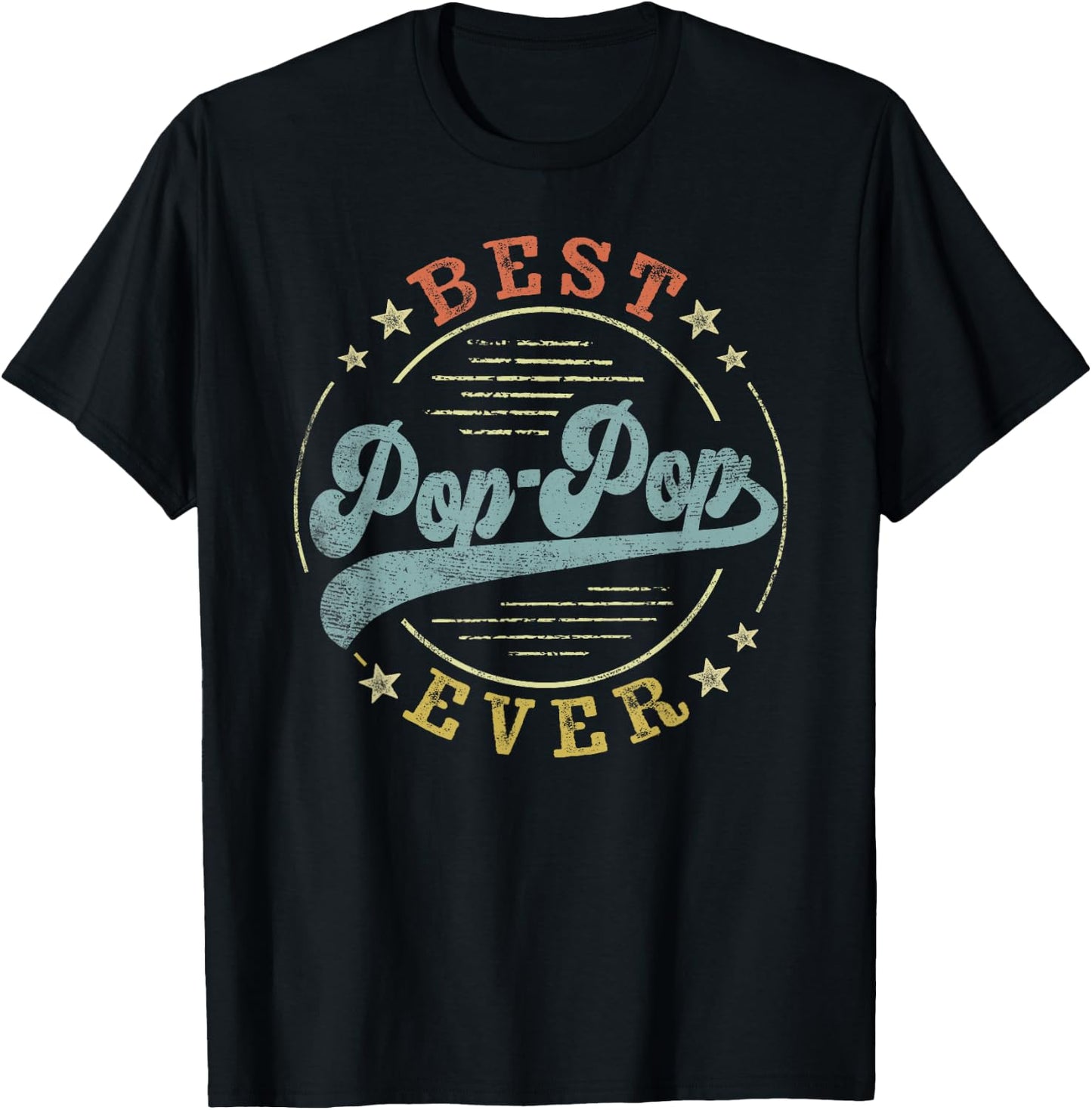 Best Pop-Pop Ever Father's Day PopPop Gifts Vintage Emblem T-Shirt - T-Shirt | Black