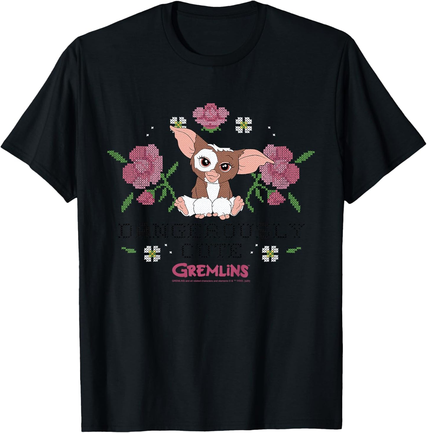 Kids Gremlins Gizmo Dangerously Cute Faux Stitched T-Shirt - T-Shirt | Black