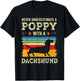 Retro Poppy Dachshund Gift Wiener Dog Owner Doxie Grandpa T-Shirt - T-Shirt | Black