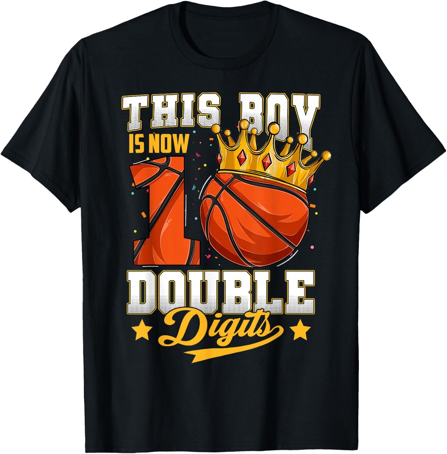 This Boy Double Digits Ten Basketball 10 Year Old Birthday T-Shirt - T-Shirt | Black