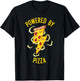 Funny Powered By Pizza Gift Kids Men Women Cool Pizza Lover T-Shirt - T-Shirt | Black