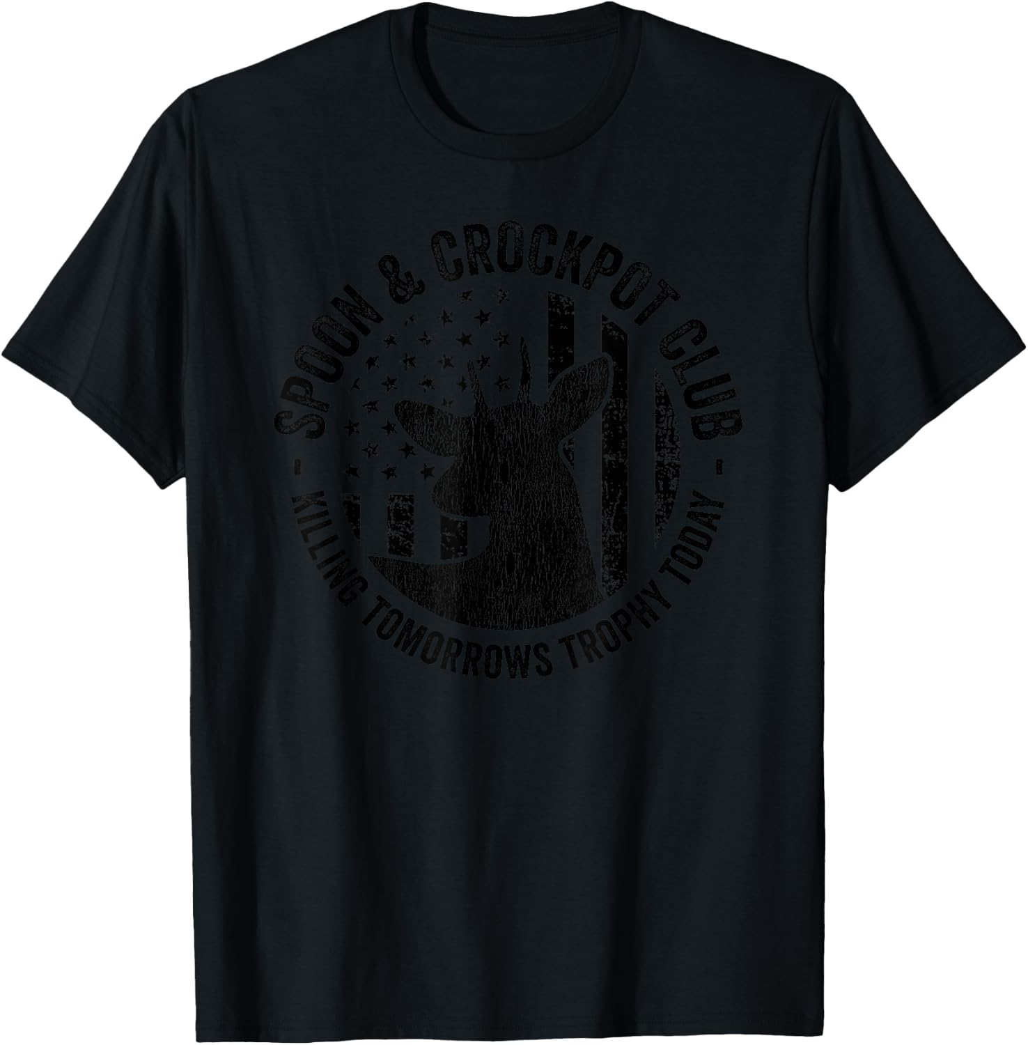 Spoon And Crockpot Club Funny Deer Hunter Hunting Joke Camo T-Shirt - T-Shirt | Black