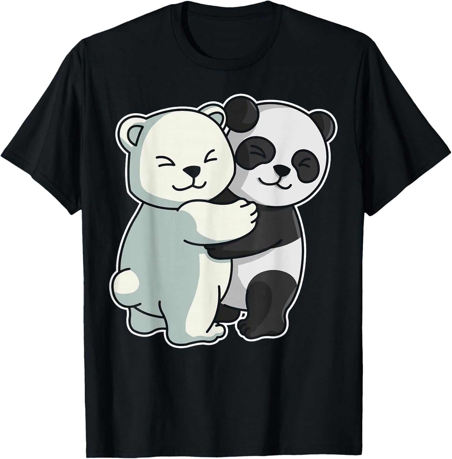 Icebear Panda cute Polar bear Hug Cuddle Animals Hugging T-Shirt - T-Shirt | Black
