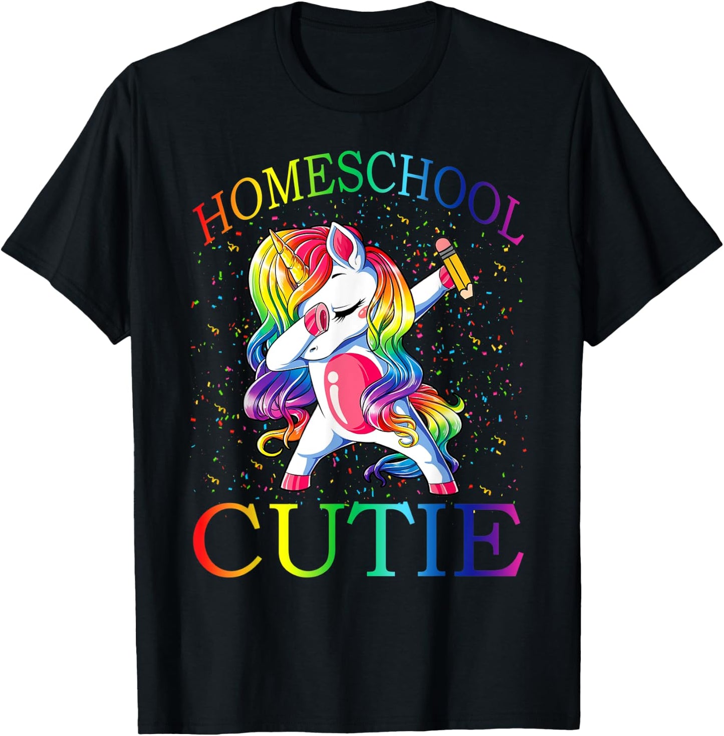 First Day Of School Homeschool Cutie Unicorn T-Shirt - T-Shirt | Black