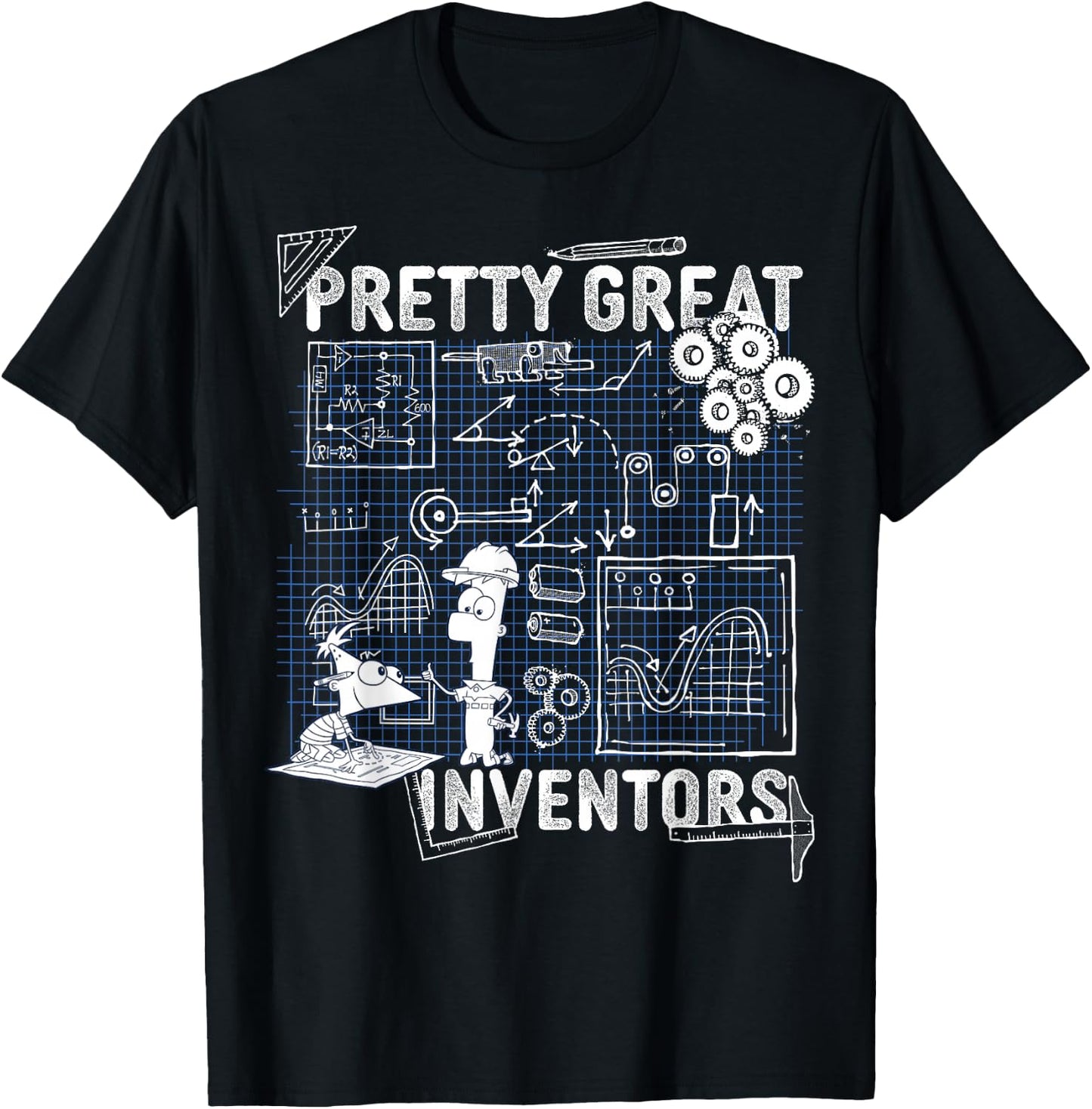 Disney Phineas and Ferb Inventions Schematic T-Shirt - T-Shirt | Black
