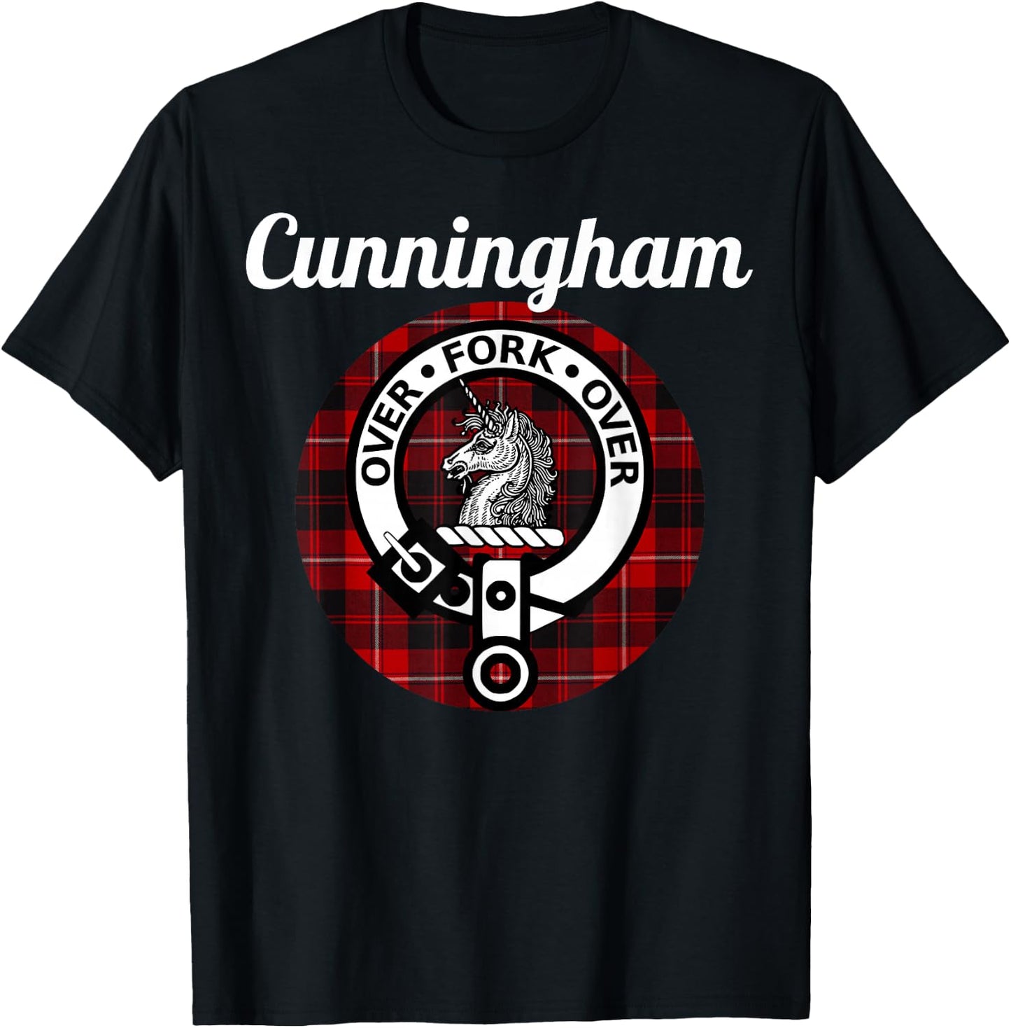 Cunningham Clan Scottish Name Coat Of Arms Tartan T-Shirt - T-Shirt | Black