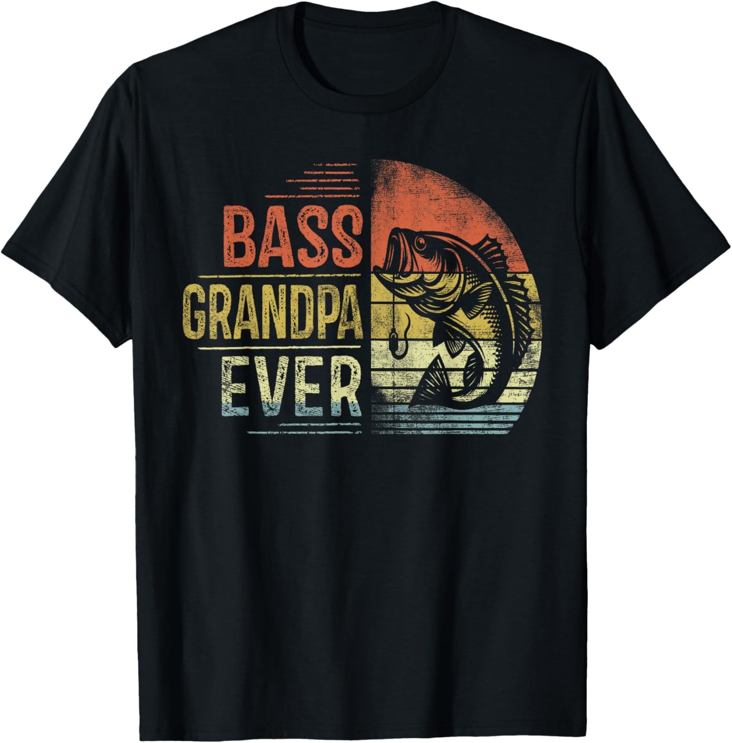 Bass Grandpa Ever Fishing Gifts Grandpa Birthday Vintage T-Shirt - T-Shirt | Black