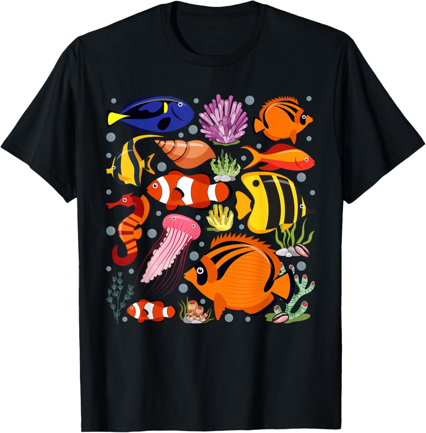 Cute Sea Animal Oceans Clownfish Aquarium Toddler Boy Girl T-Shirt - T-Shirt | Black