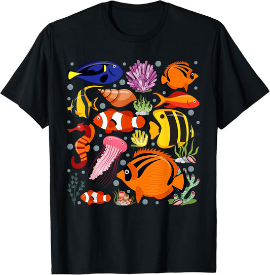 Cute Sea Animal Oceans Clownfish Aquarium Toddler Boy Girl T-Shirt - T-Shirt | Black