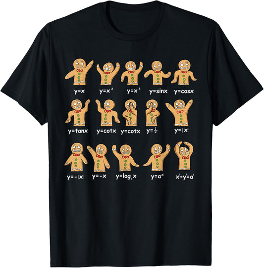 Algebra Dance Gingerbread Funny Graph Figures Math Equation T-Shirt - T-Shirt | Black
