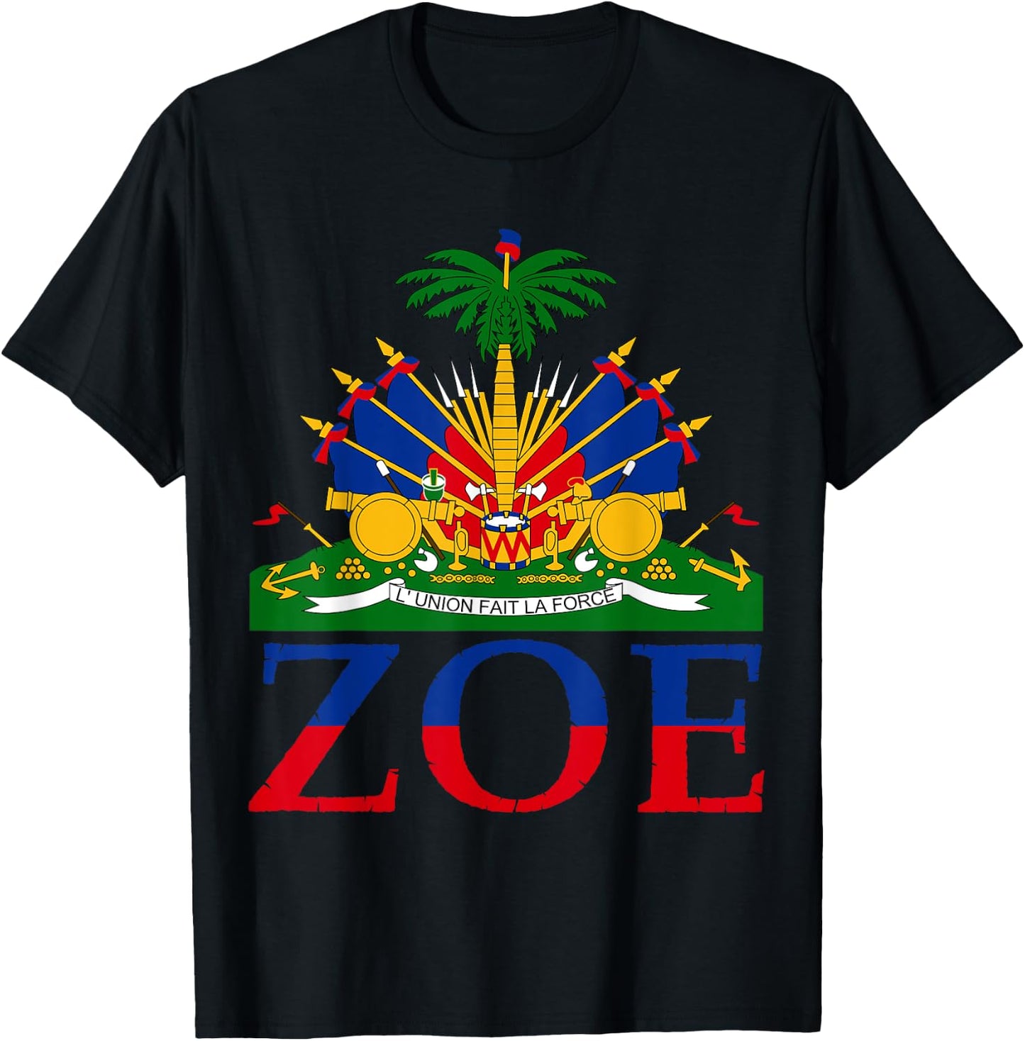 Zoe | Cute Haiti Honored Flag Day Gift T-Shirt - T-Shirt | Black