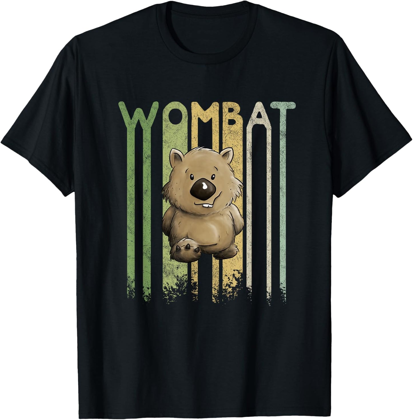 Funky Retro Style Cute Cartoon Marsupial Wombat T-Shirt - T-Shirt | Black