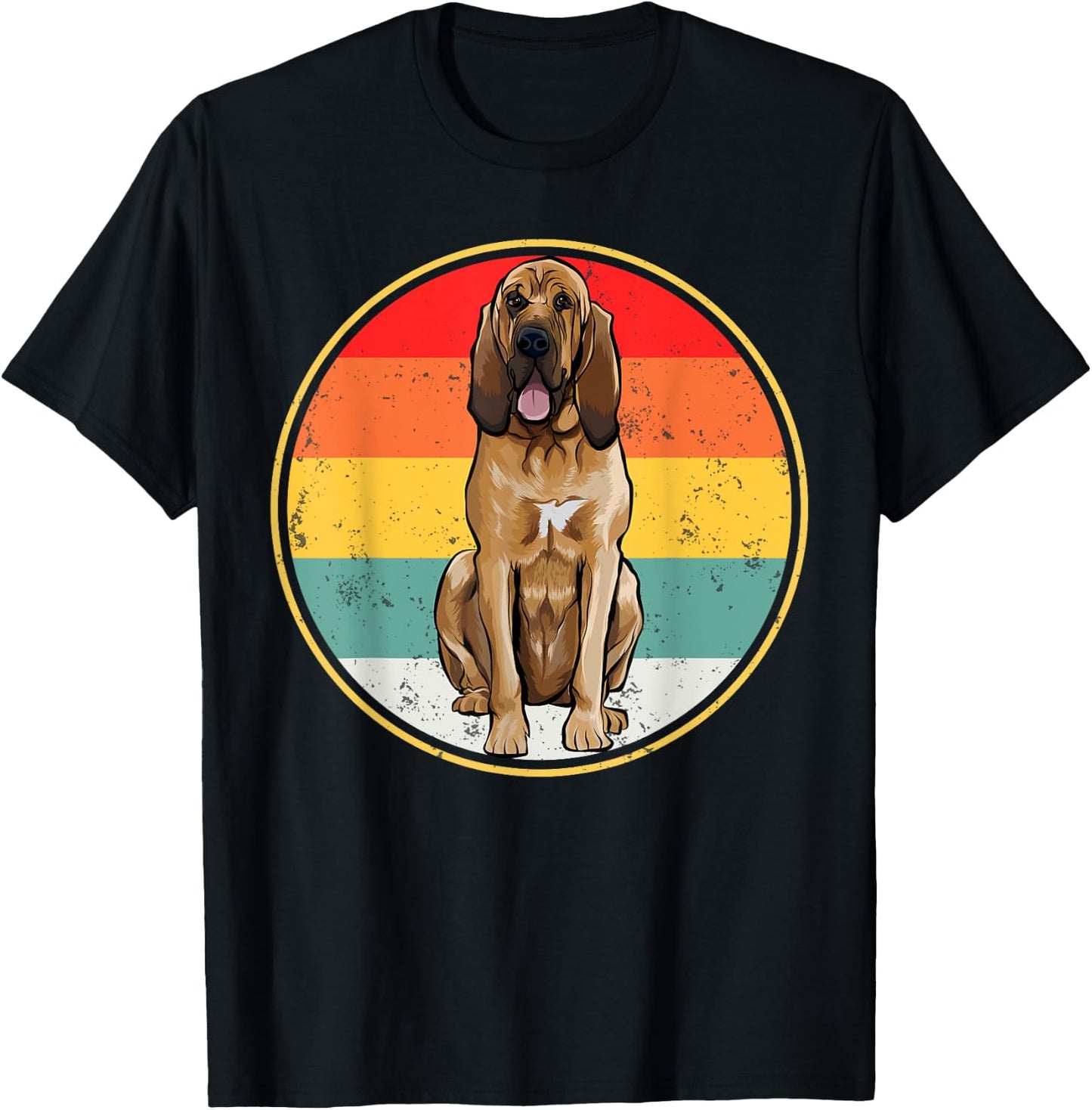 Vintage Retro Sunset Bloodhound Dog Men Women T-Shirt - T-Shirt | Black