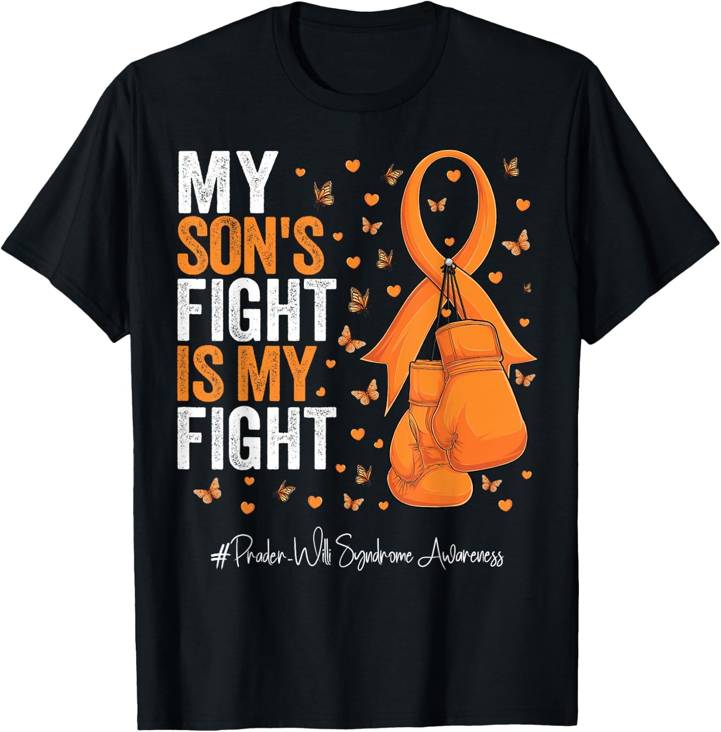 Orange Ribbon Son Prader Willi Syndrome Awareness T-Shirt - T-Shirt | Black