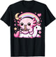 Anime Kawaii Axolotl Eating Ramen Noodles Kids Teen Girl Boy T-Shirt - T-Shirt | Black