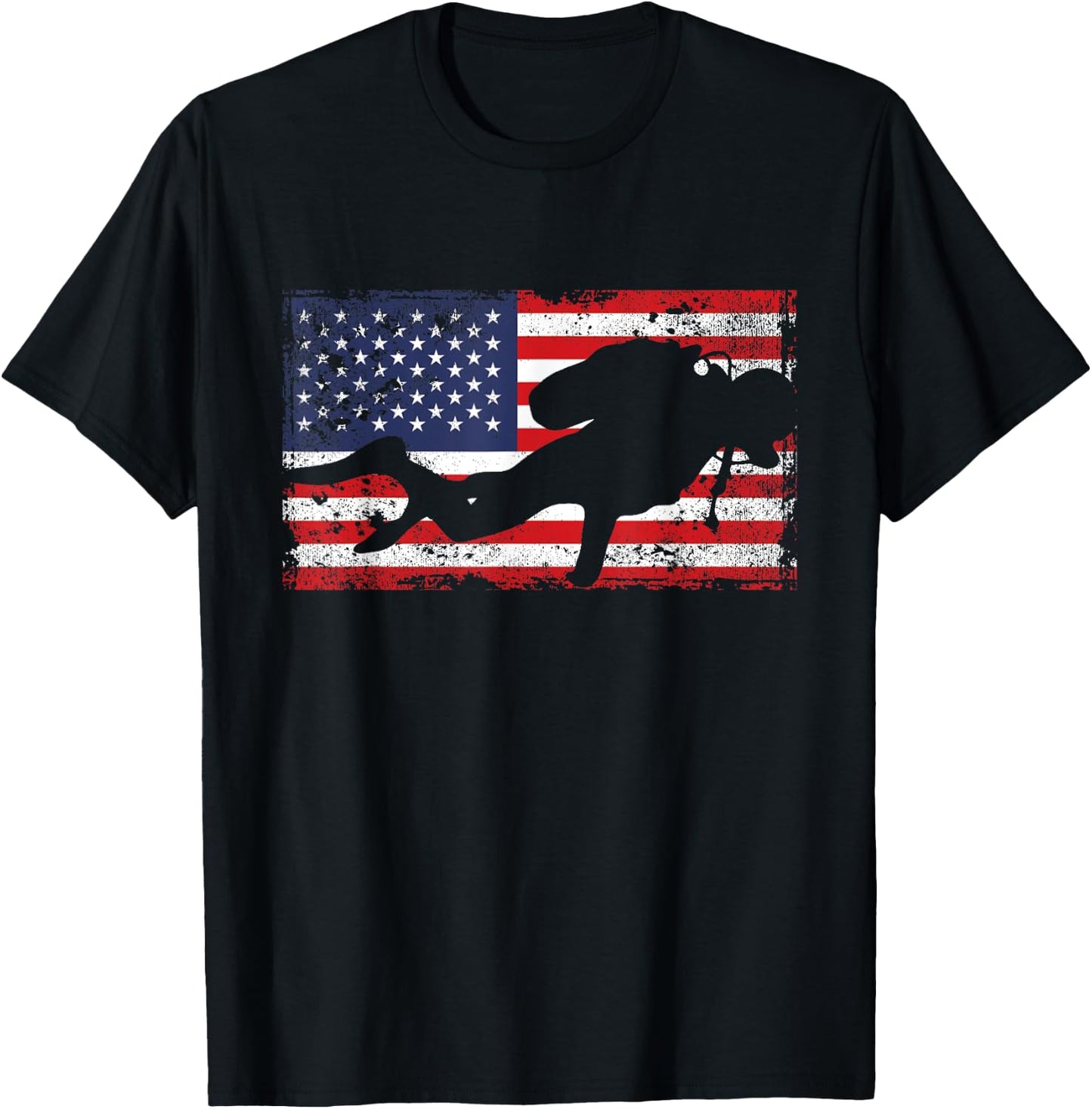 Scuba Diving USA Flag American Patriotic Divers Dive Patriot T-Shirt - T-Shirt | Black