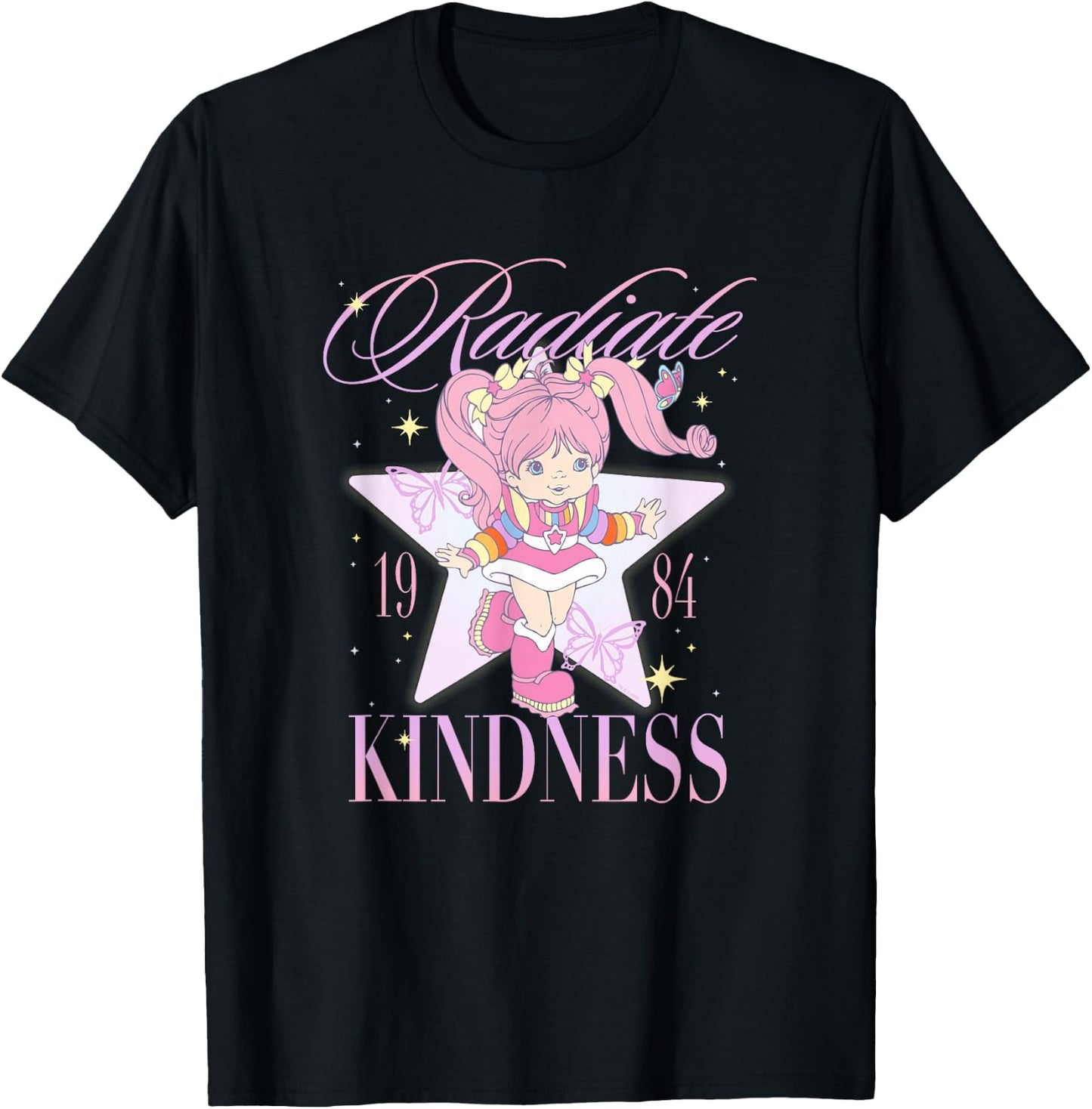 Rainbow Brite Radiate Kindness 1984 Tickled Pink Retro Shot T-Shirt - T-Shirt | Black