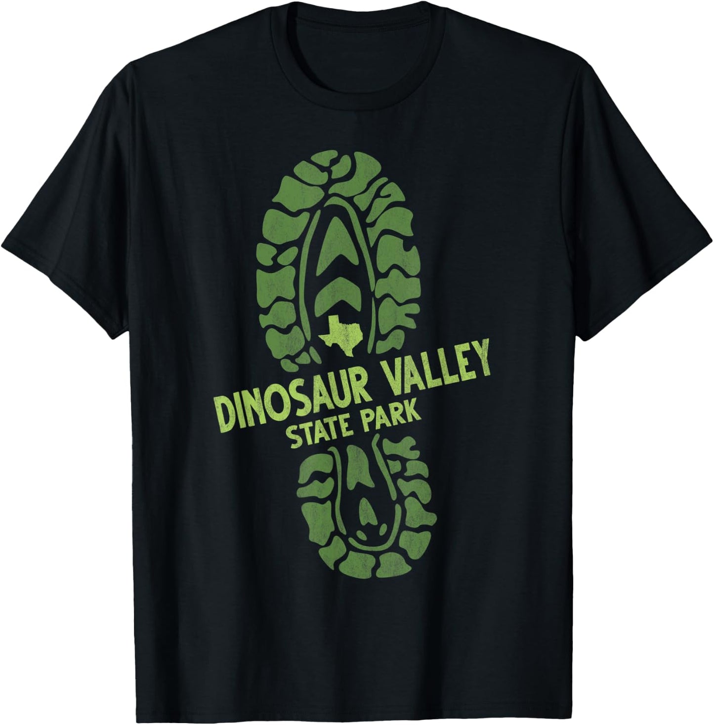 I Love Dinosaur Valley State Park Texas TX Hiking Boot Print T-Shirt - T-Shirt | Black