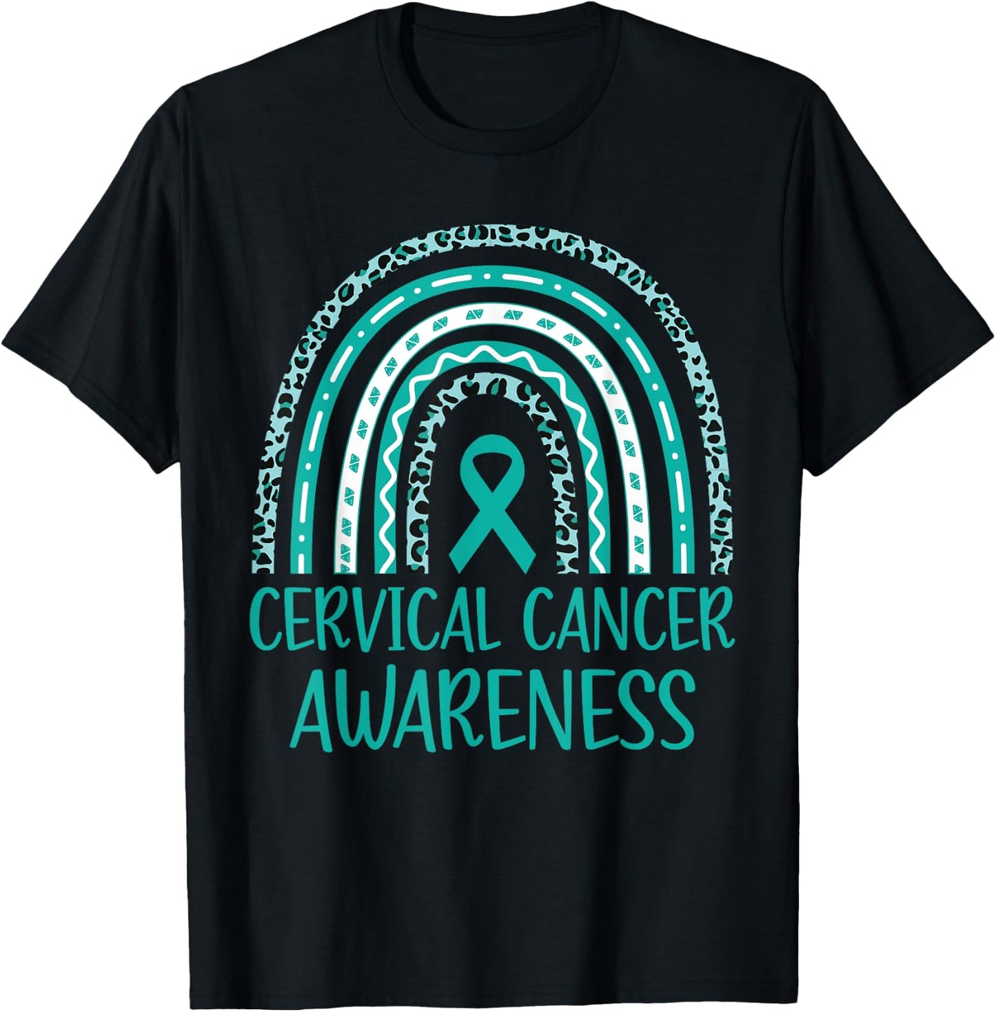 In January We Wear Teal and White Cervical Cancer Awareness T-Shirt - T-Shirt | Black