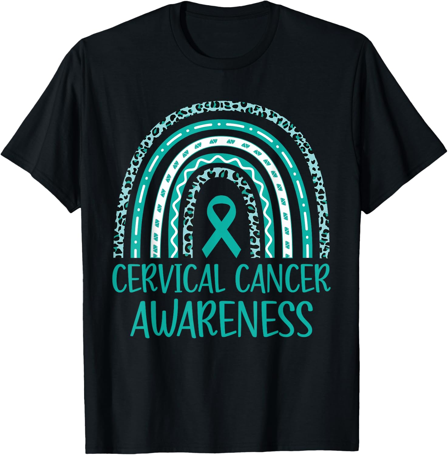 In January We Wear Teal and White Cervical Cancer Awareness T-Shirt - T-Shirt | Black