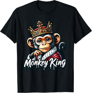 Monkey King | Boys Monkey Lover | Monkey T-Shirt - T-Shirt | Black