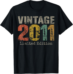 Vintage 2011 Limited Edition 14th Birthday Gifts 14 Year Old T-Shirt - T-Shirt | Black