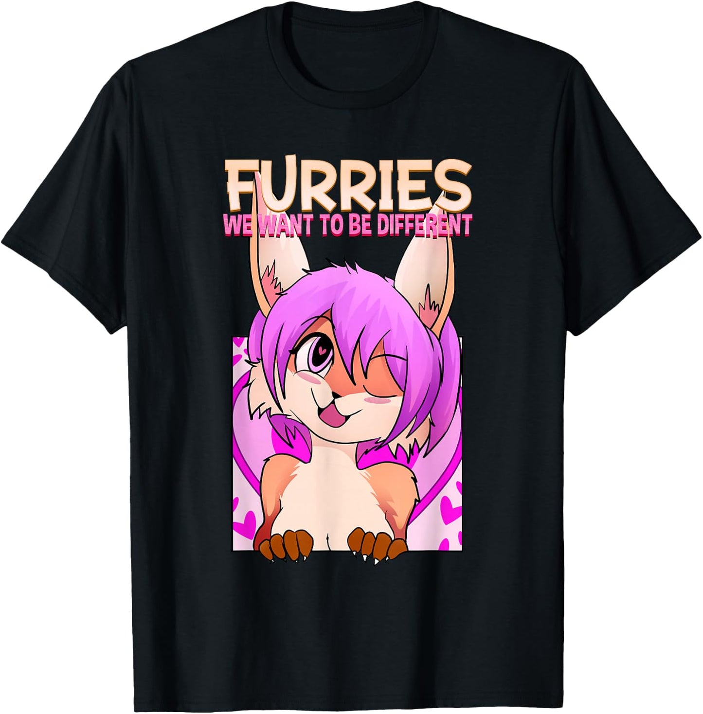 Furries We Want To Be Different I Cute Anime Furry Fandom T-Shirt - T-Shirt | Black