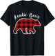 AUNTIE BEAR | Women Red Plaid Christmas Pajama Aunt Gift T-Shirt - T-Shirt | Black
