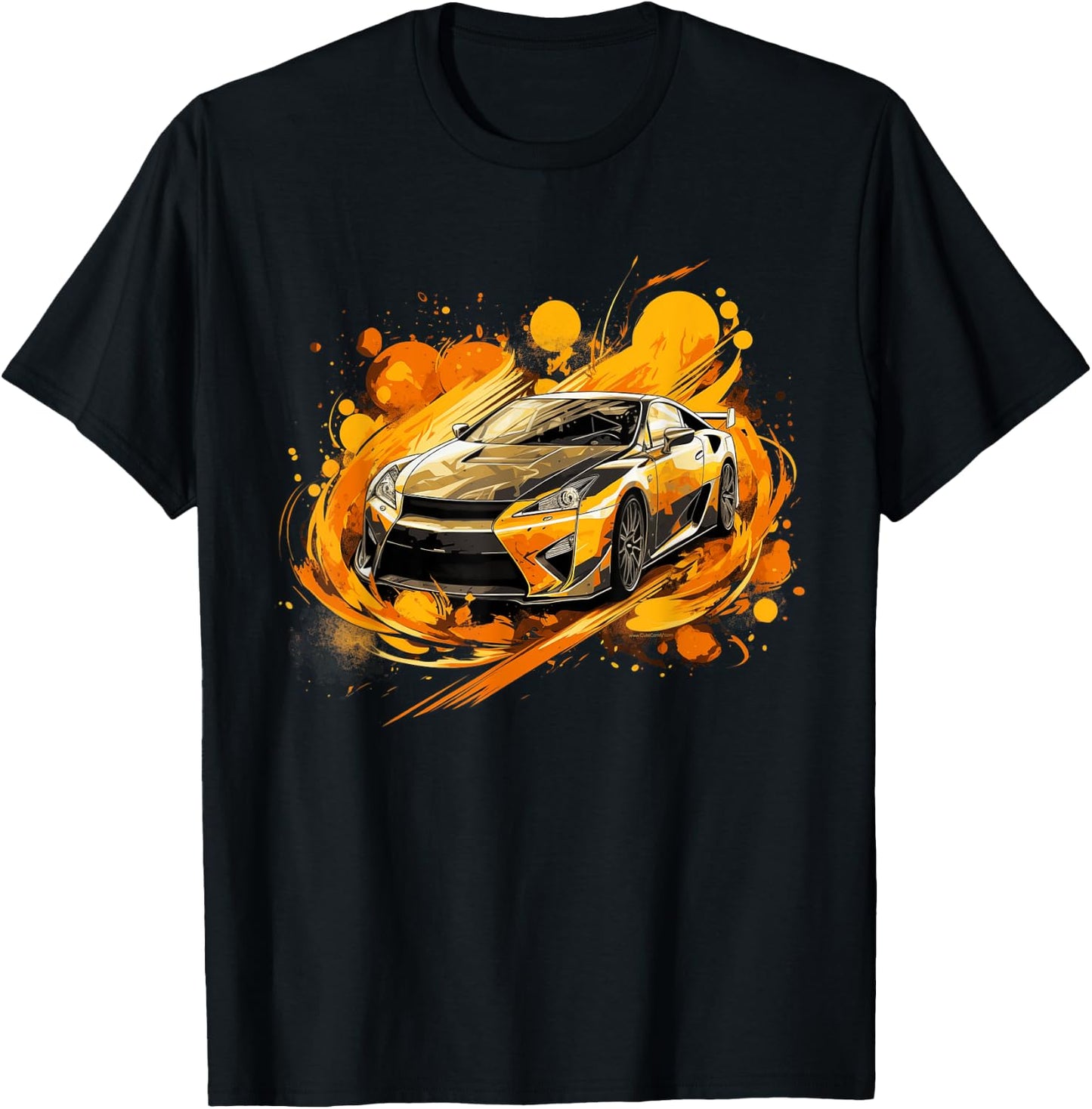Yellow Sports Car Exotic Supercar Luxury Race Car Graphic T-Shirt - T-Shirt | Black
