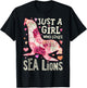 Sea Lion Just A Girl Who Loves Animal Flower Women Floral T-Shirt - T-Shirt | Black