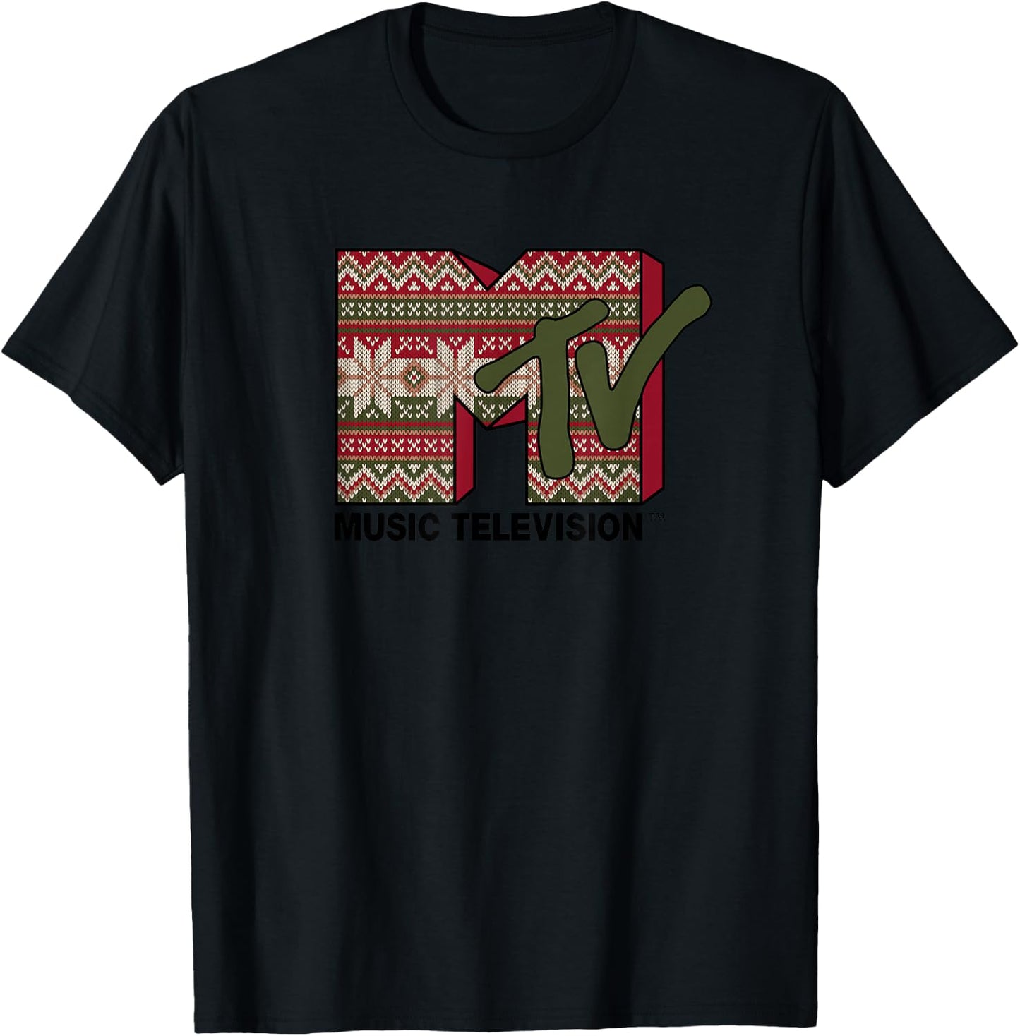MTV Christmas Sweater Logo T-Shirt - T-Shirt | Black