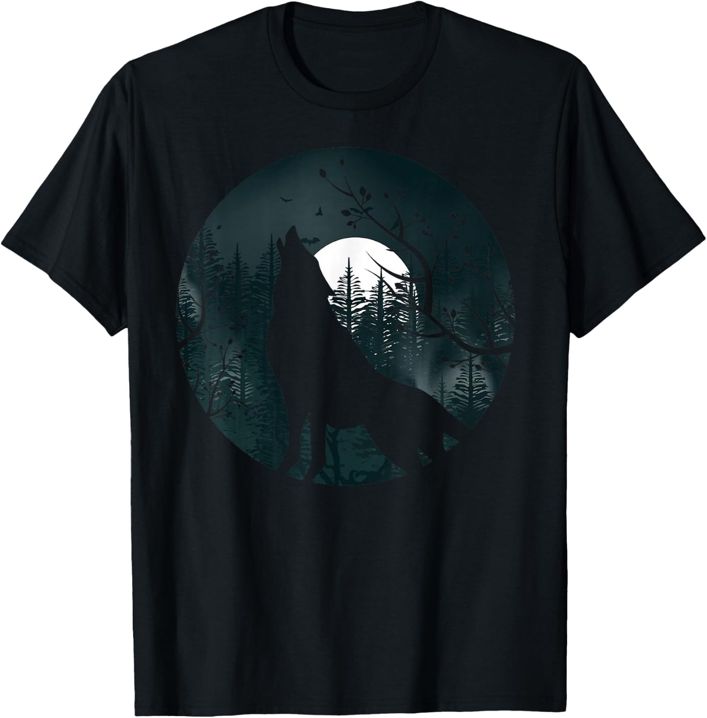 Wolf Howling at The Moon Wolf Silhouette Darkness T-Shirt - T-Shirt | Black