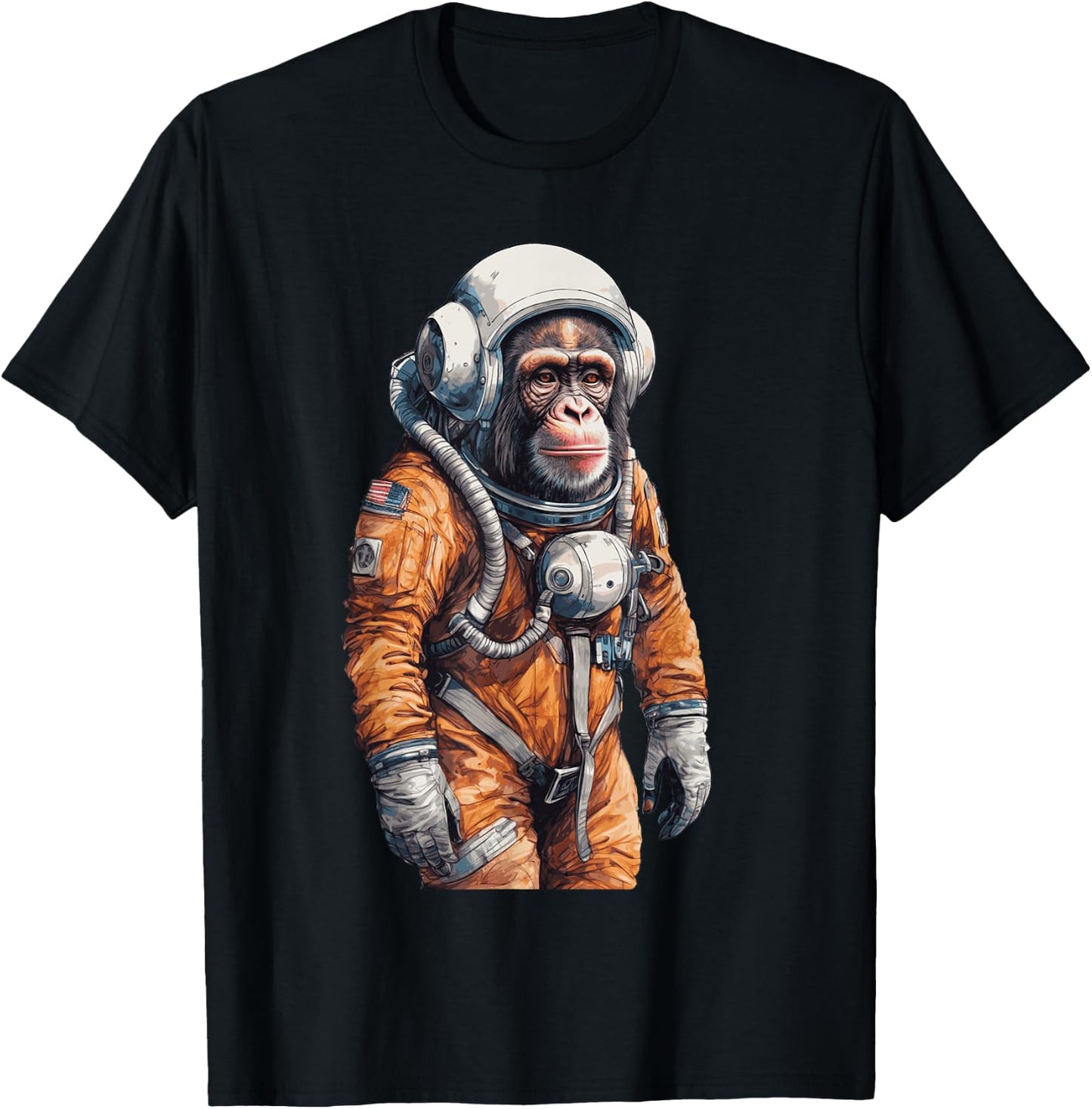 Monkey Astronaut Vintage Travel Spacesuit Cosmonaut Space T-Shirt - T-Shirt | Black