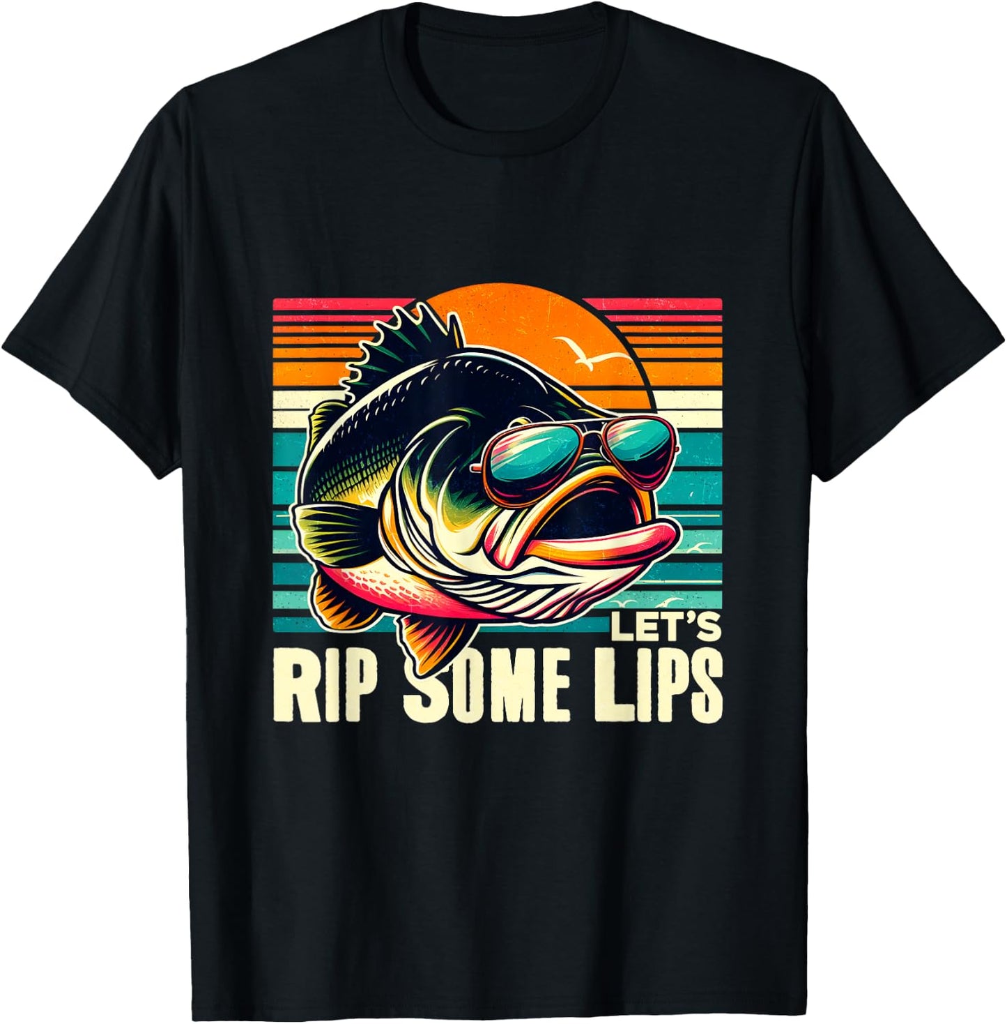 Let's Rip Some Lips Funny Fishing Lovers Gifts Bass Fishing T-Shirt - T-Shirt | Black
