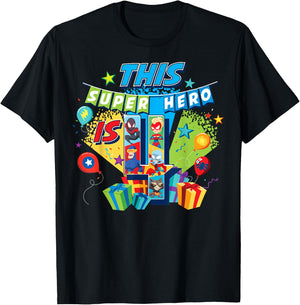 Marvel Avengers Birthday This Super Hero Is 4 T-Shirt - T-Shirt | Black