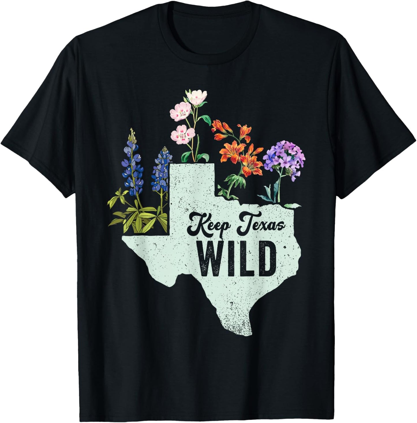 Wildflower Fields Wildflowers Bluebonnet Texas Spring T-Shirt - T-Shirt | Black
