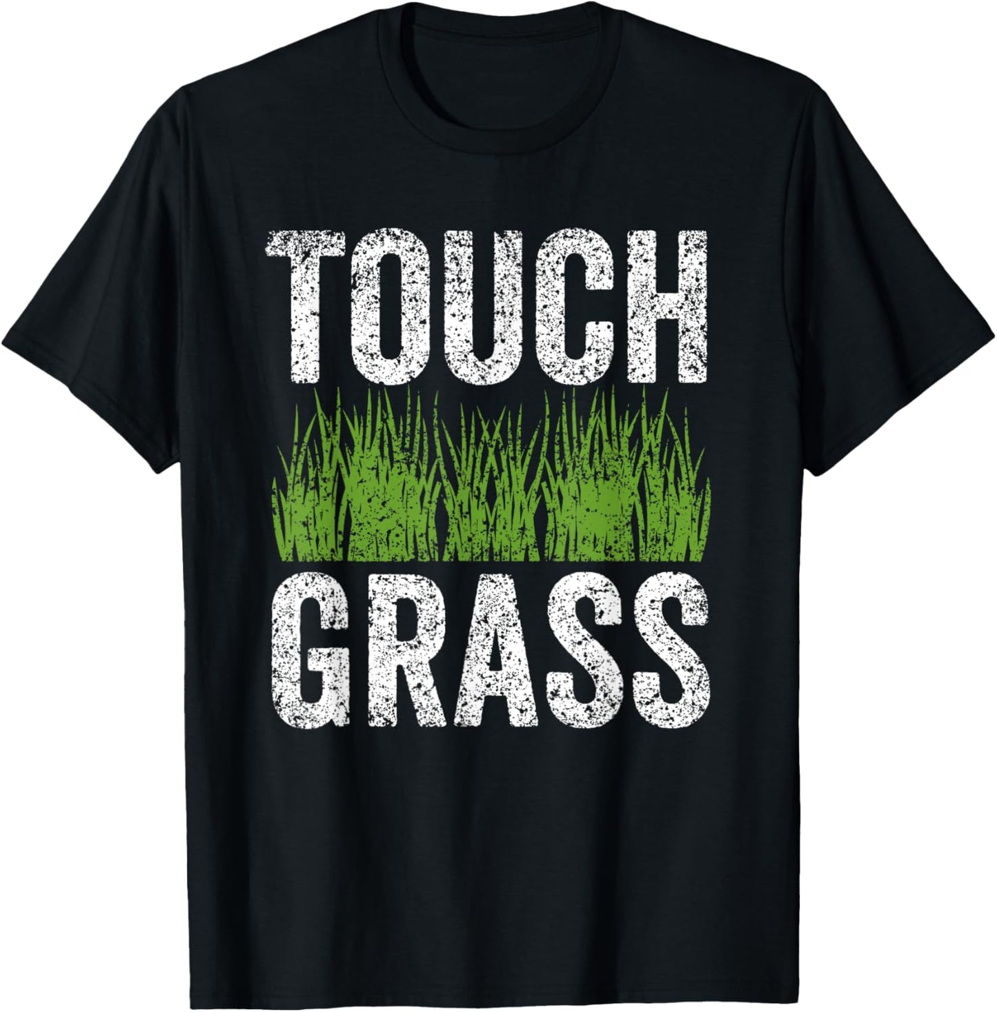 Touch Grass Meme Joke Outside Funny Touch Grass T-Shirt - T-Shirt | Black