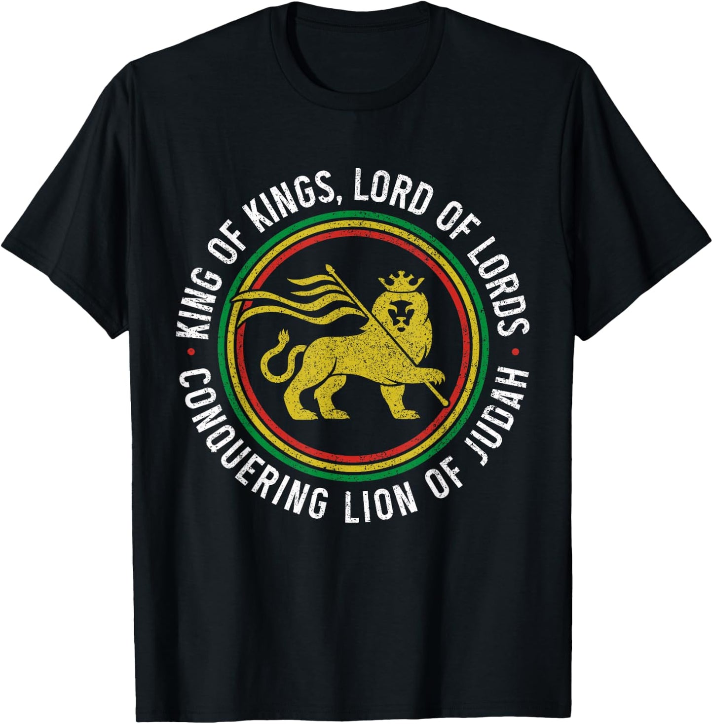 Lion Of Judah Reggae Music Rastafari Hebrew Israelite T-Shirt - T-Shirt | Black