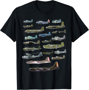 Military F&L Design Co. American WW2 Warplanes Warbirds Plane Spotting T-Shirt - T-Shirt | Black