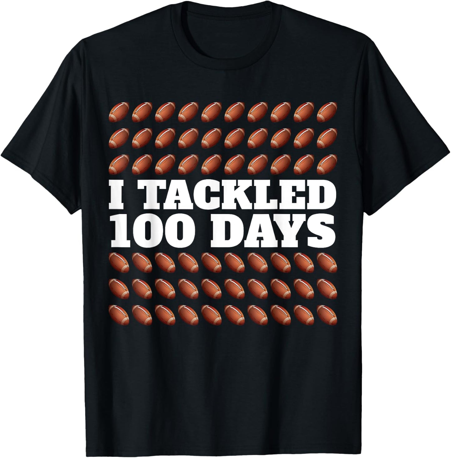 I Tackled 100 Days Football 100th Day Of School Boys Kids T-Shirt - T-Shirt | Black